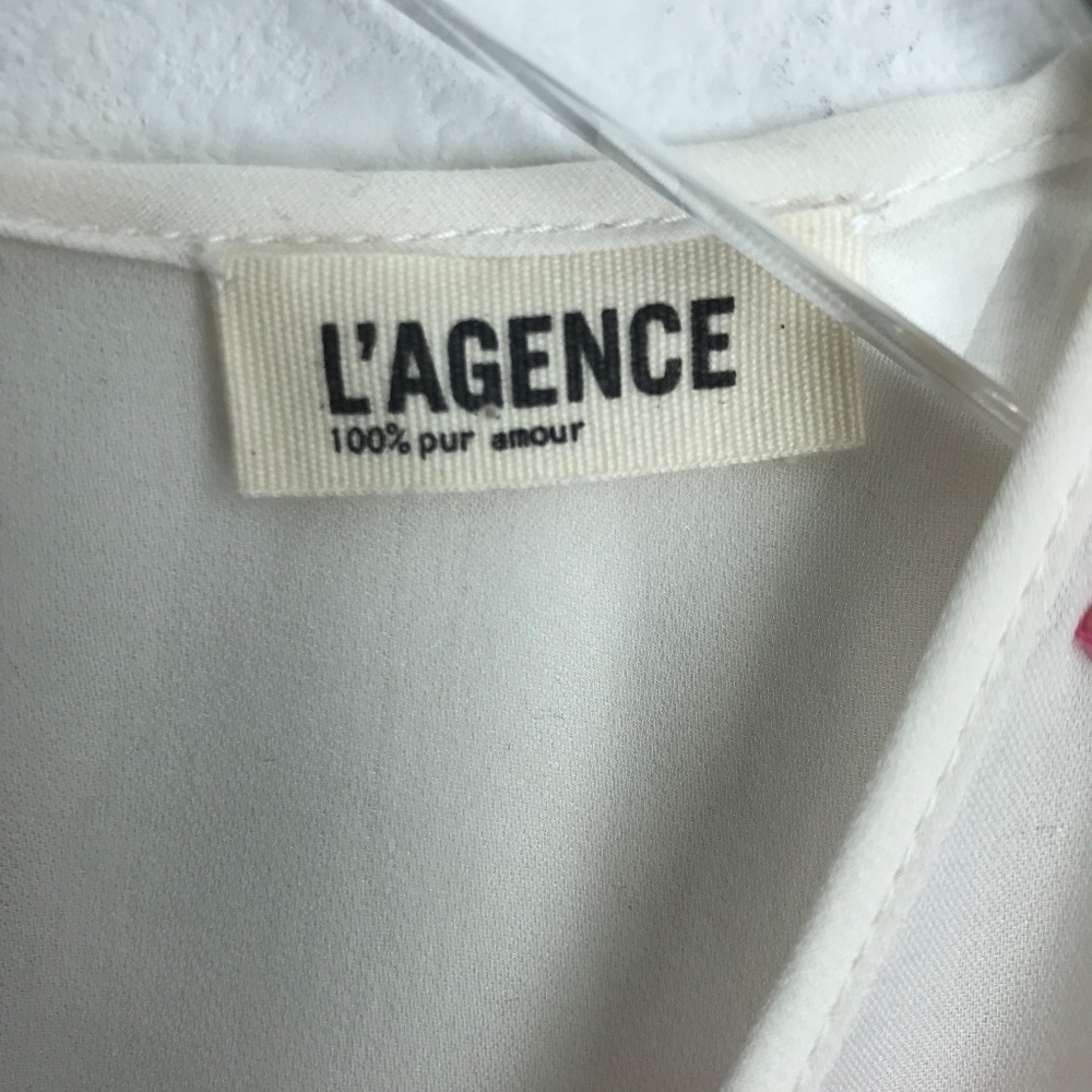 L' Agence Silk Beaded Sleeveless Sheer Tank Top Size 0 Ivory Pink Round Neck - Picture 5 of 10